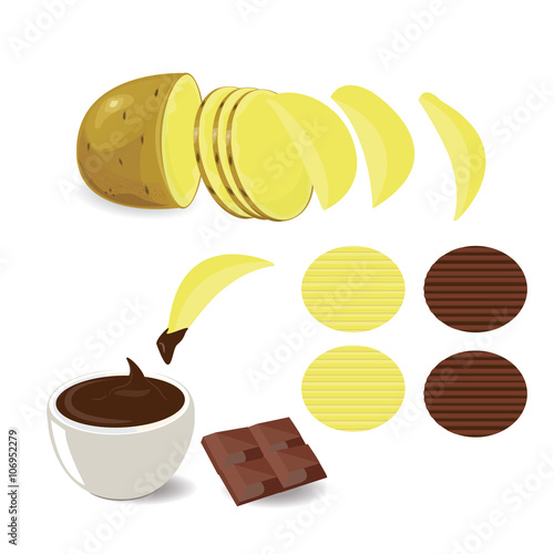 illustration Potatoes and Potato Chips modern .