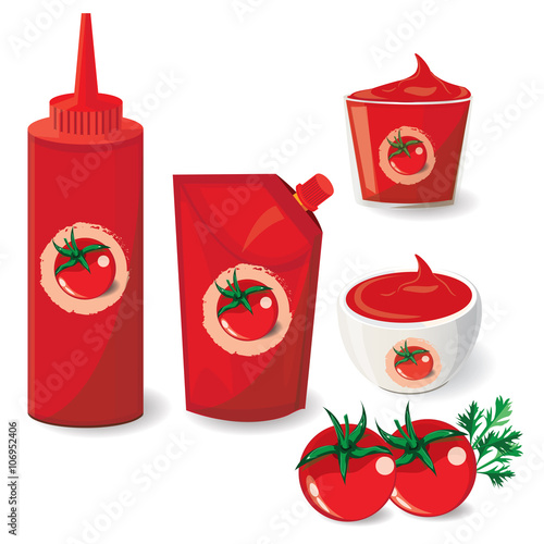 illustration ketchup and vegetables