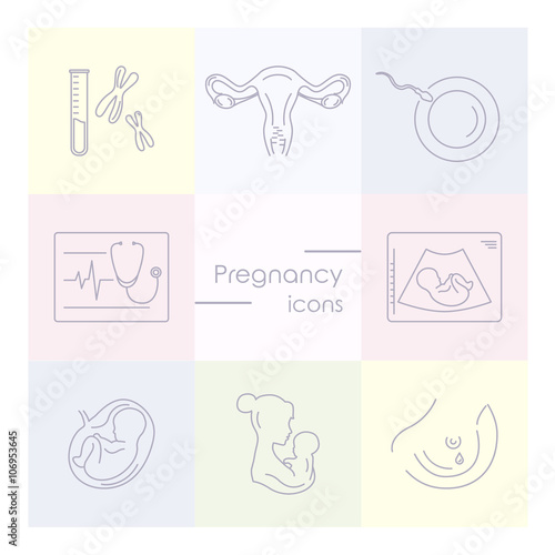 Medicine and pregnancy vector line icon