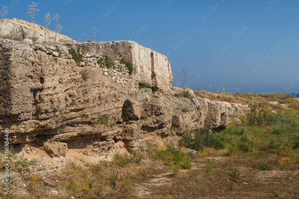 Tombs at the ruins of the ancient city of Lambousa, North Cyprus
