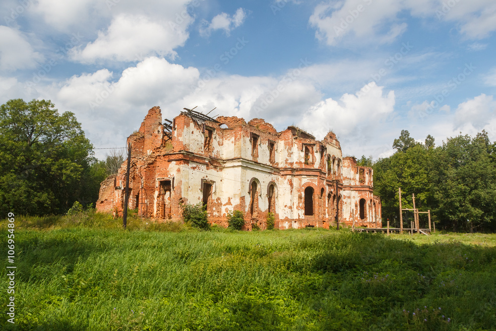 Ruined manor house in Gostilitsy, Leningrad (St. Petersburg) region