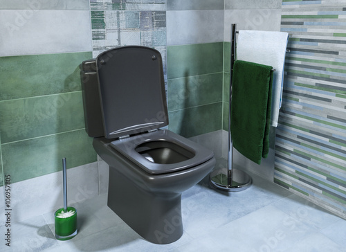 detail of modern bathroom interior in green colors