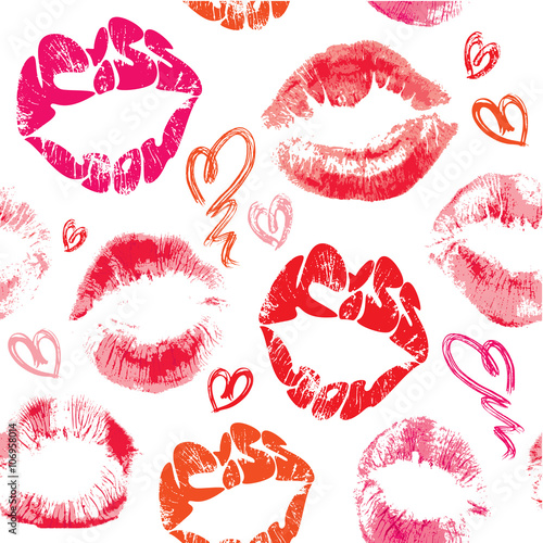 Seamless pattern with brush strokes and scribbles in heart shape