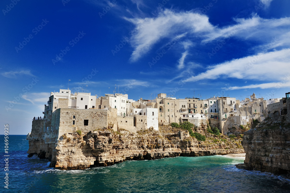 Polignano a mare in a summer day, Apulia, Italy