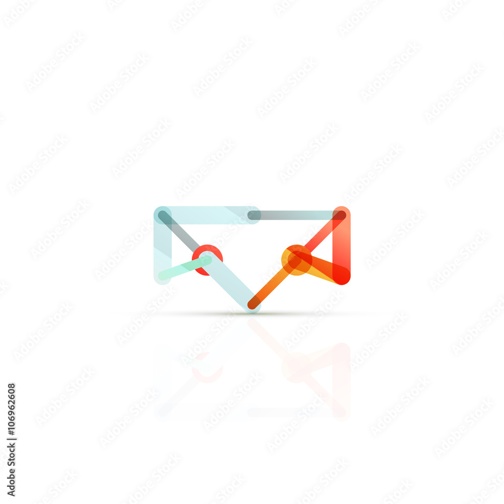 Vector email business symbol, or at sign logo. Linear minimalistic flat icon design Vector email business symbol, or at sign logo. Linear minimalistic flat icon design