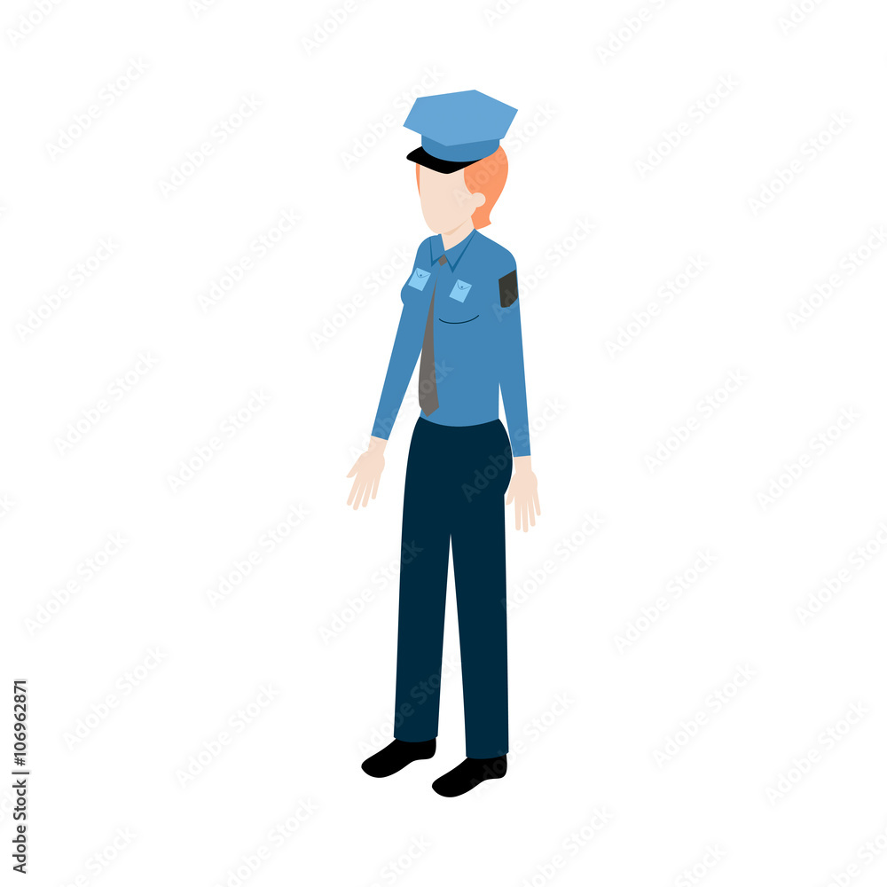 Isometric woman policeman