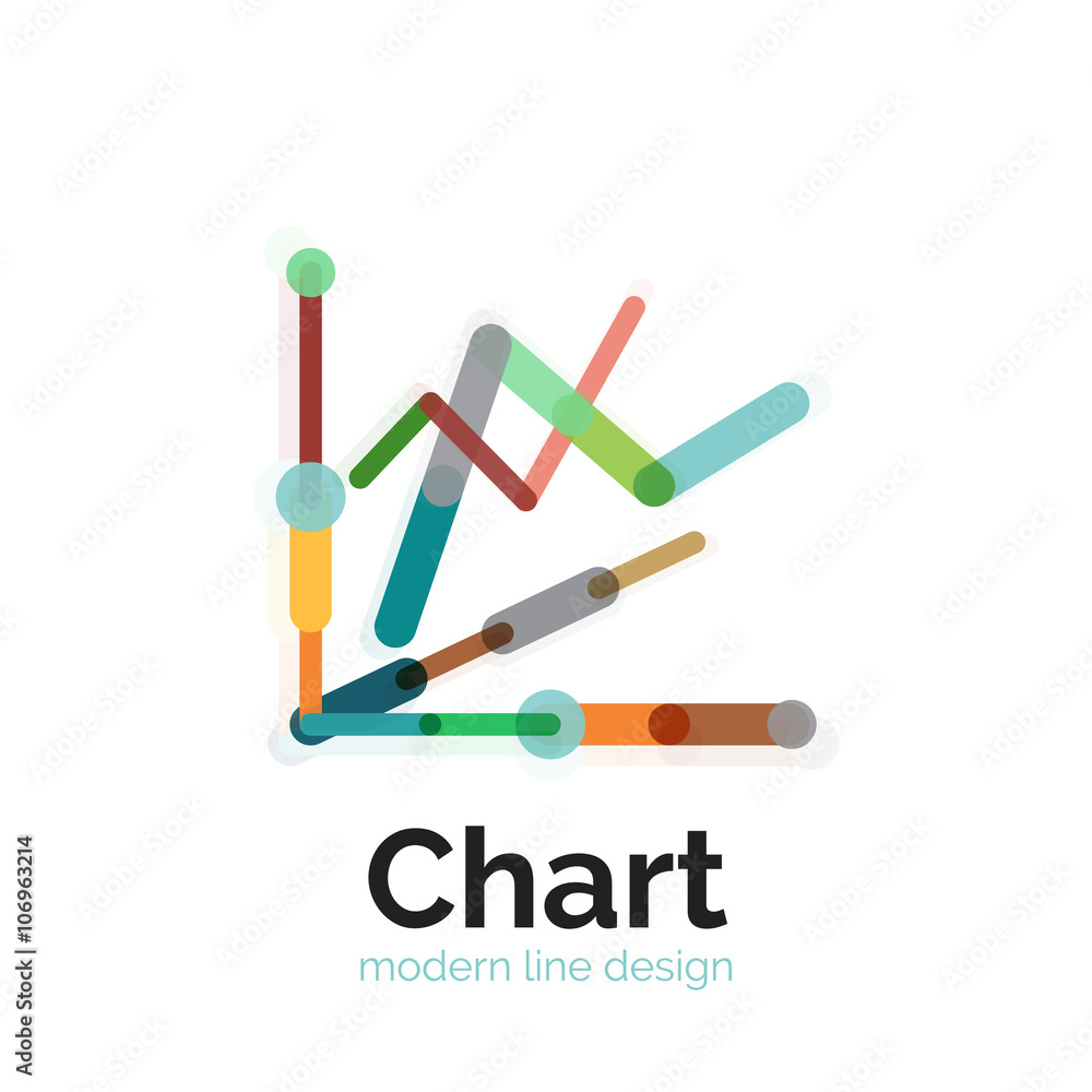 Obraz premium Thin line chart logo design. Graph icon modern colorful flat style