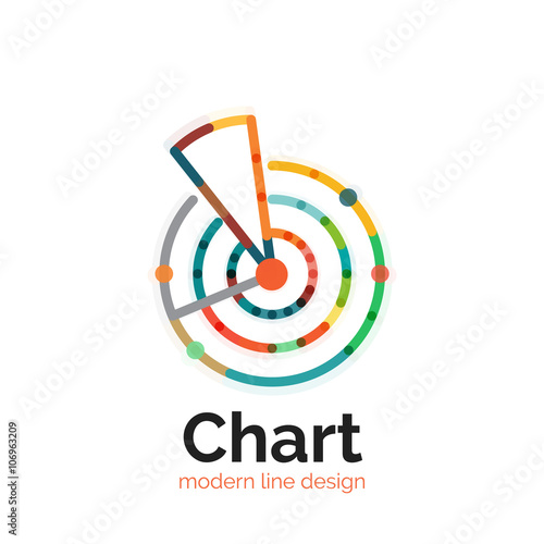 Thin line chart logo design. Graph icon modern colorful flat style