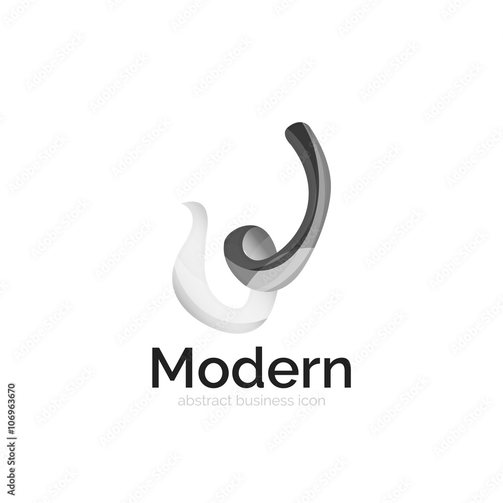 Obraz premium Wave ribbon logo, vector abstract shape