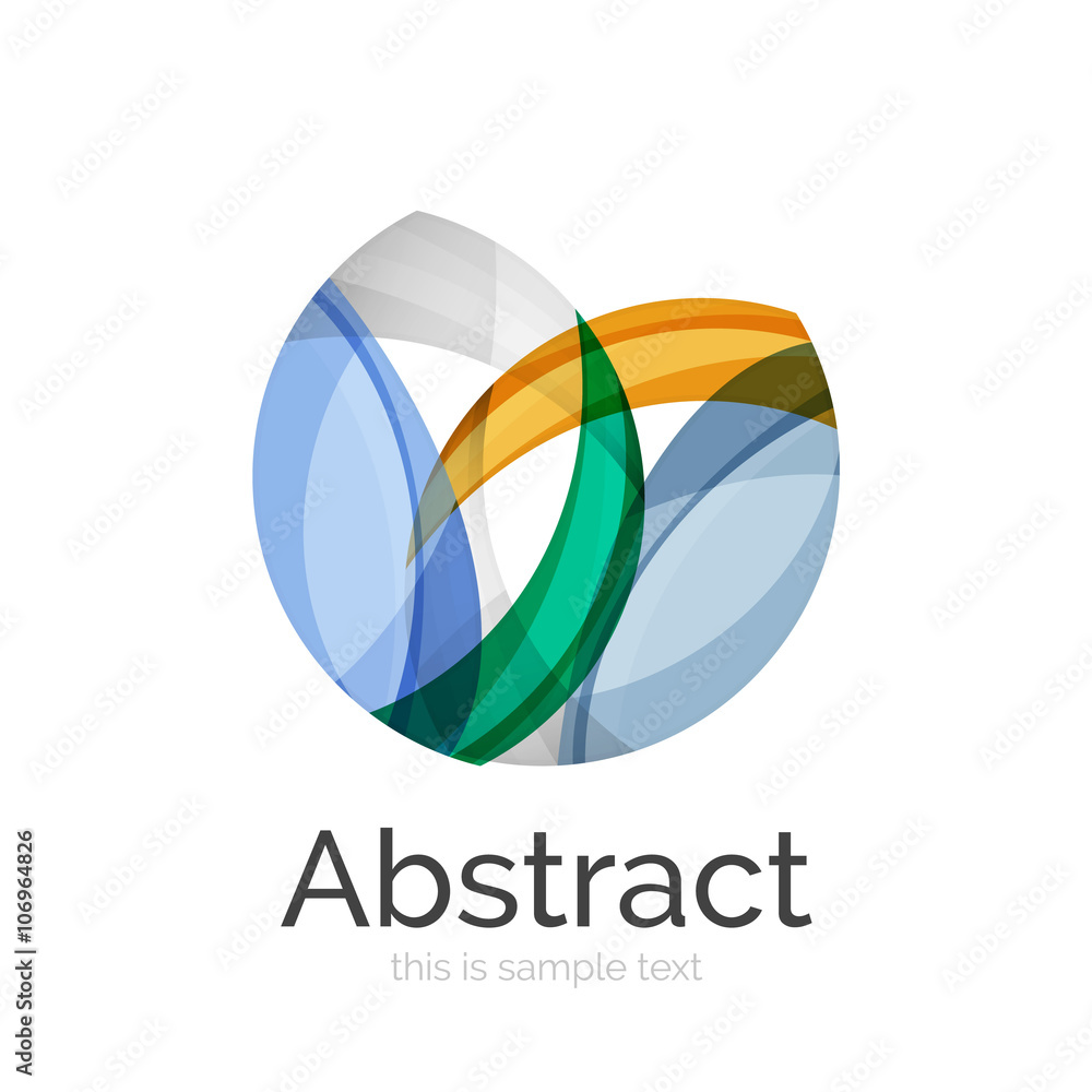 Circle logo. Transparent overlapping swirl shapes. Modern clean business icon Circle logo. Transparent overlapping swirl shapes. Modern clean business icon