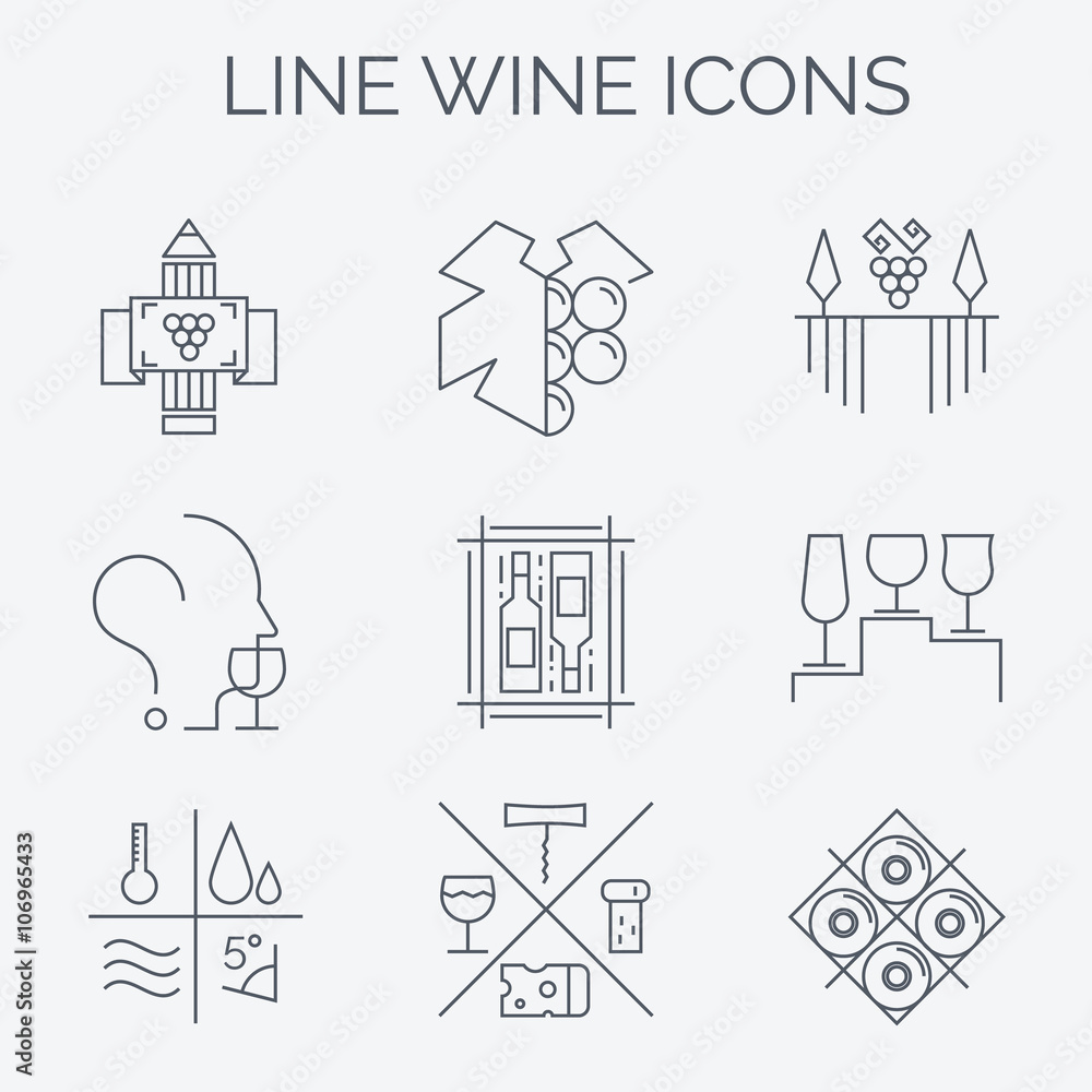 Set of wine and winemaking icons. Set of wine and winemaking icons.