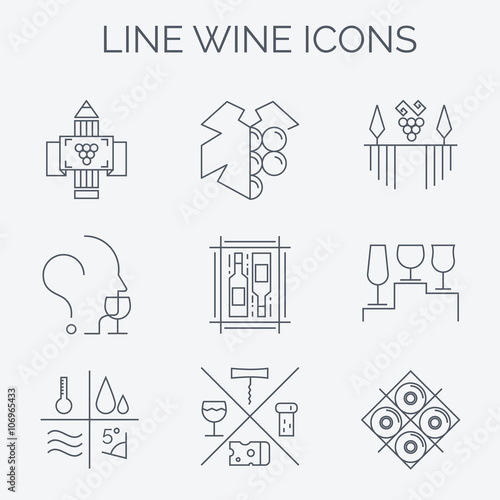 Set of wine and winemaking icons.