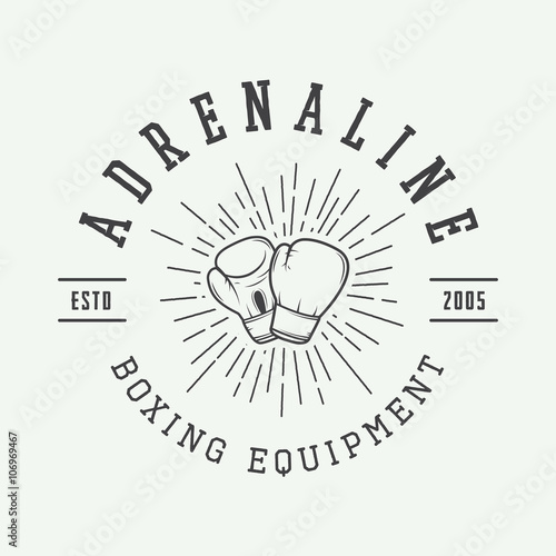 Boxing and martial arts logo, badge or label in vintage style.