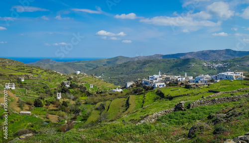 Pigeon houses on the island of Tinos in Greece photo