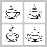Vector set of cups icon for tea and coffee.