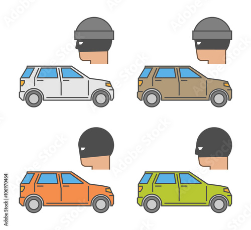 Vector set icons auto theft. Modern isolated symbol car theft. Line design concept auto insurance and car insurance theft auto.