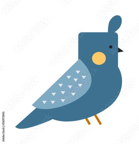 Blue funny canary serinus canaria cute domestic finch nature and wildlife bird flat vector.