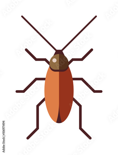 Cockroach dirty broun pest and disgusting roach crawling bug cartoon flat vector.
