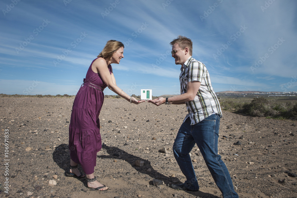 Couple acting out tradition Couple acting out tradition