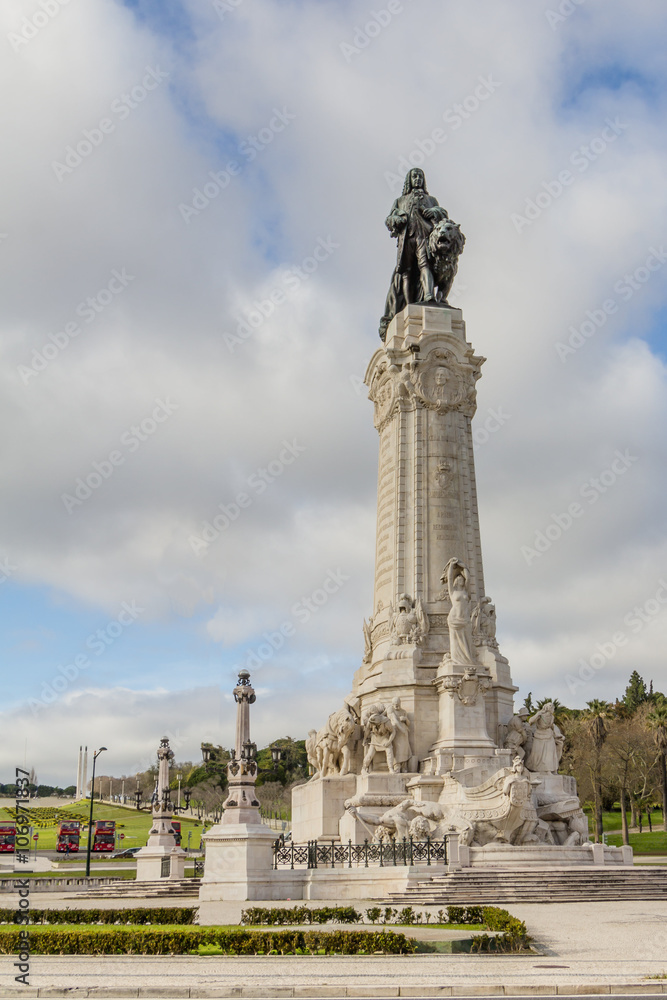 Lisbon, Portugal, monument on the Marques de Pombal square