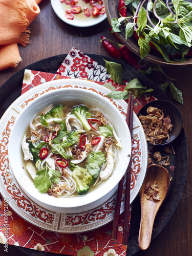 Still life of hu tieu mi di hero, vietnamese meal photo