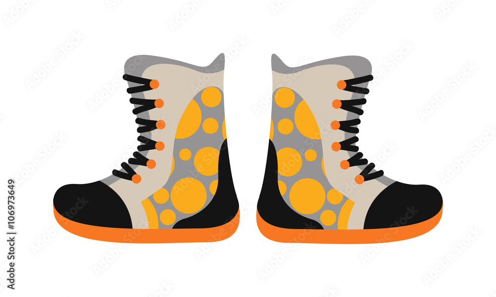 Camping sport walking boots in flat style vector. Camping sport walking boots in flat style vector.