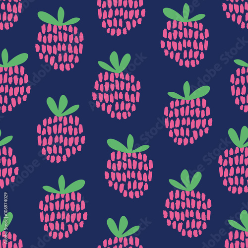 seamless pattern with raspberries