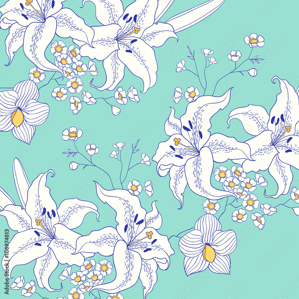 White lily. vector background White lily. vector background