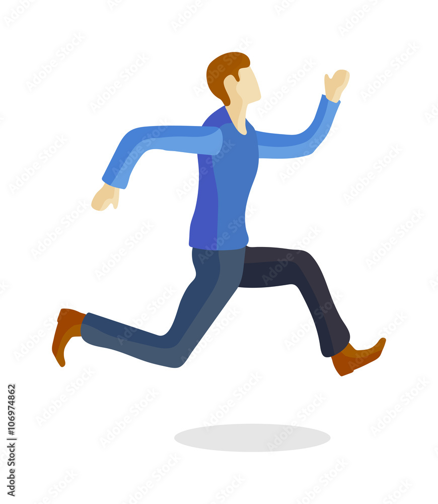 One caucasian running man training young sprinter runner vector. One caucasian running man training young sprinter runner vector.