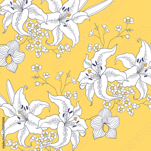 White lily. vector background