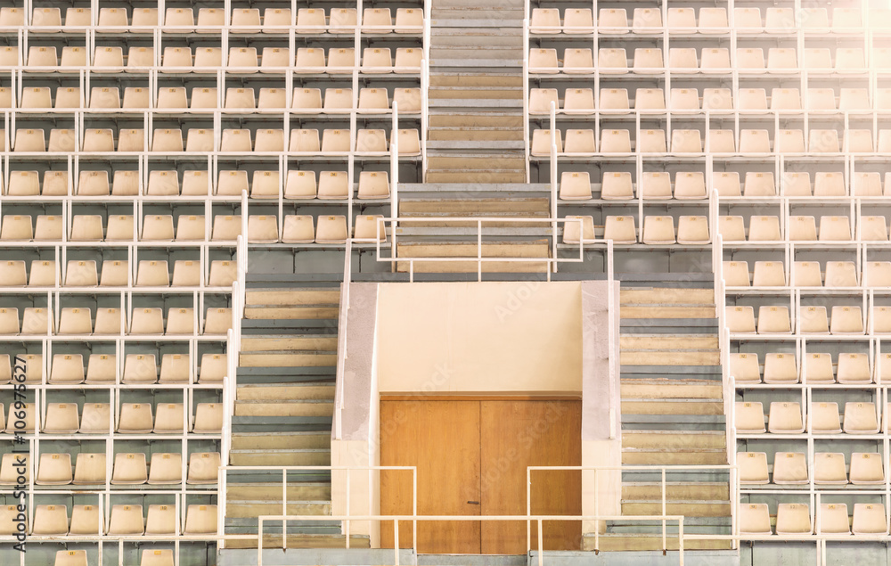 Obraz premium Empty tribune of the soccer stadium.