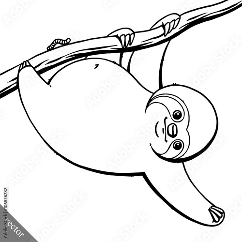 funny cartoon cute fat vector sloth illustration