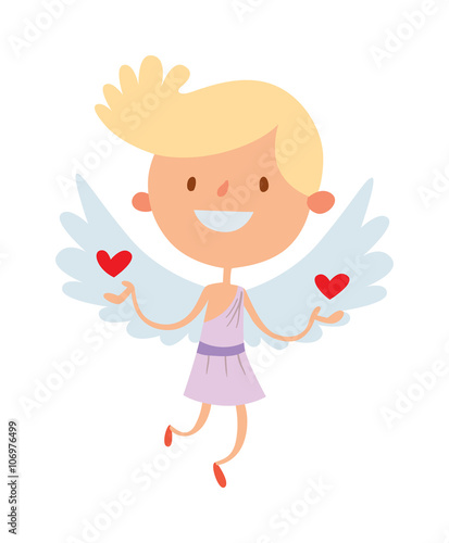 Cartoon cute cupid angel smile girl kid vector silhouette