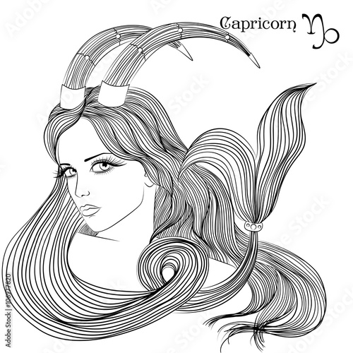 Astrological sign of Capricorn as a beautiful girl