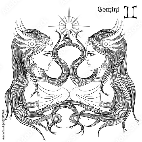Astrological sign of Gemini as a beautiful girl