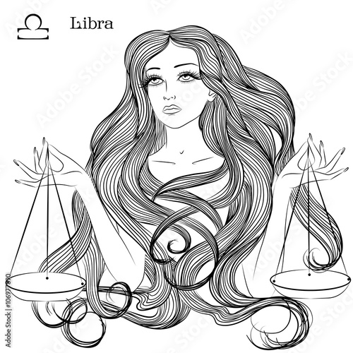 Astrological sign of Libra as a beautiful girl