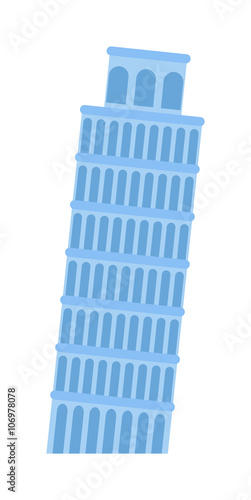 Leaning Tower of Pisa architecture landmark building vector. 