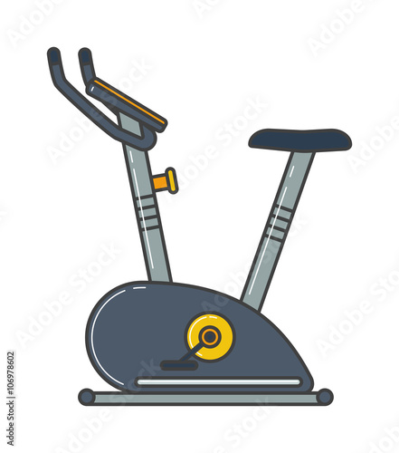 Stationary exercise bike sport gym machine health activity vector.