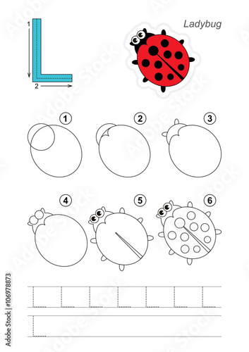 Drawing tutorial. Game for letter L