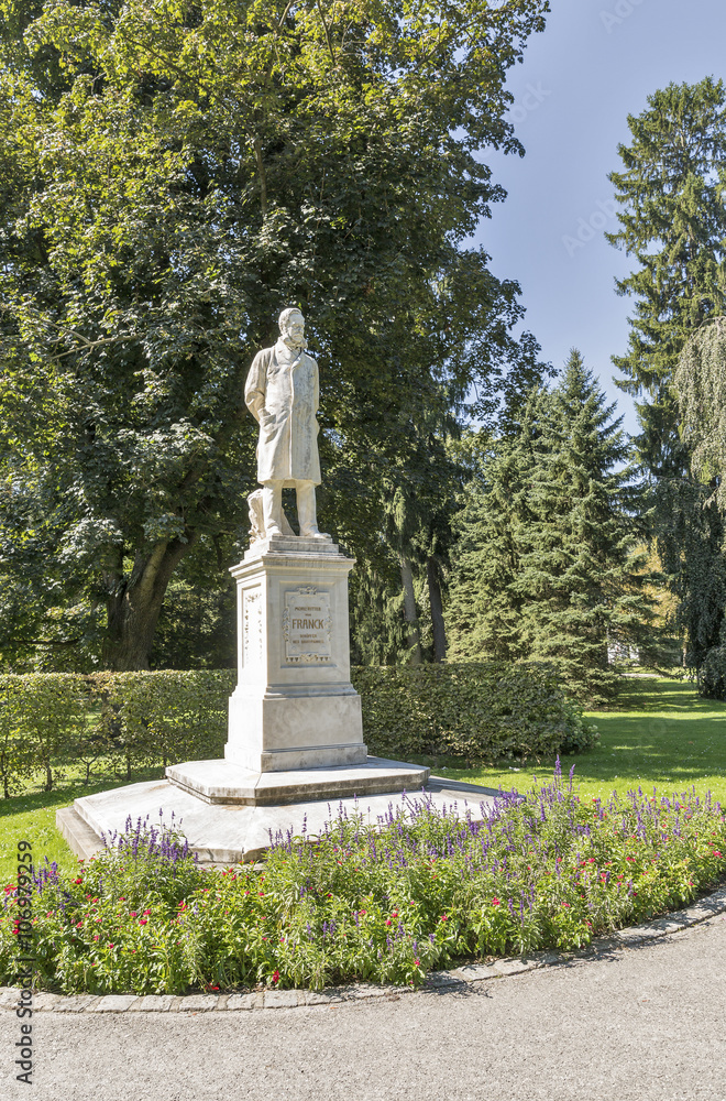 Fototapeta premium Moritz Ritter von Franck statue in Stadt park, Graz, Austria