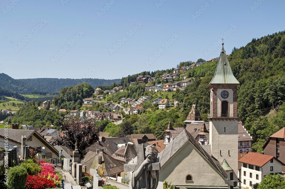 Fototapeta premium Blick ueber Bad Peterstal im Schwarzwald