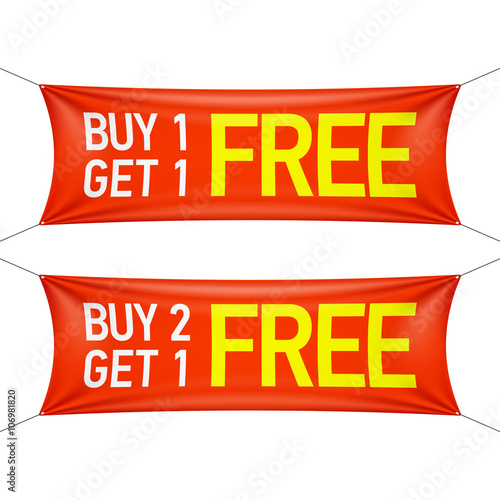 Buy one or two and get one for free banners