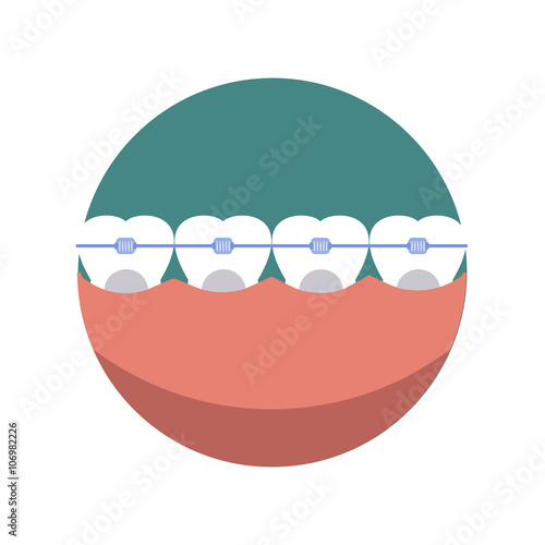 Teeth dental mouth with care braces vector. 