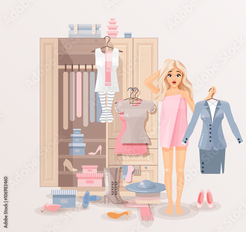 Girl with clothes closet