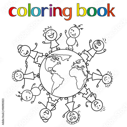 Children around the globe for coloring book