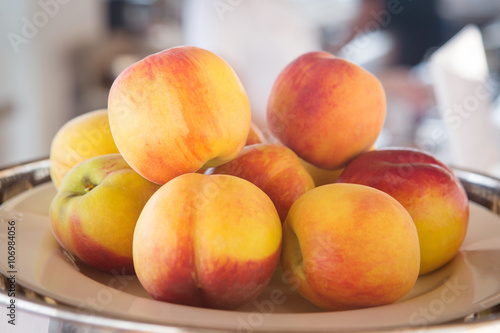 peaches on a plate