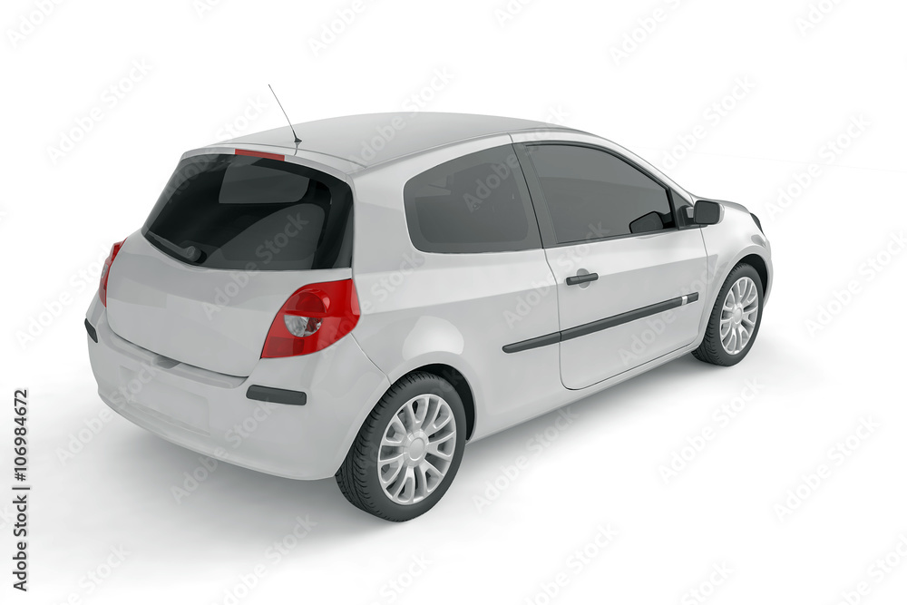 Samll car mock up on white background, 3D illustration Samll car mock up on white background, 3D illustration