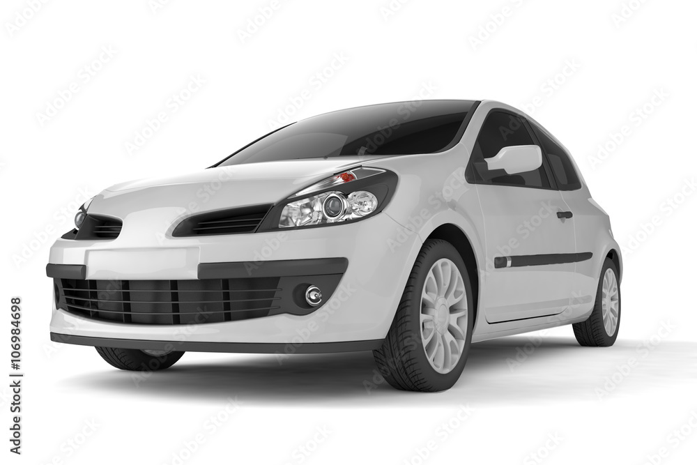 Samll car mock up on white background, 3D illustration Samll car mock up on white background, 3D illustration