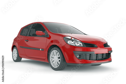 Samll car mock up on white background  3D illustration