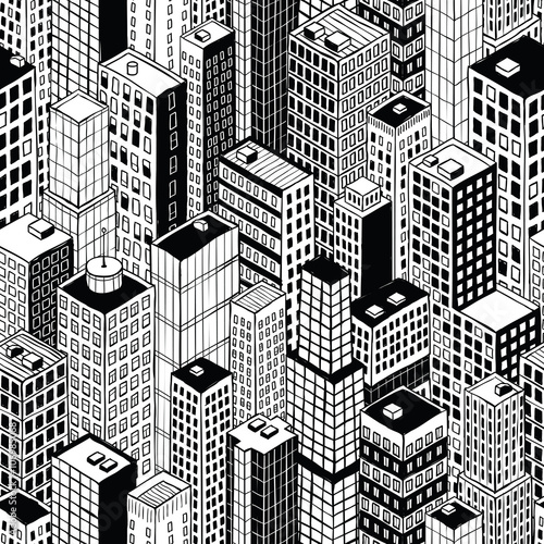 Skyscraper City Seamless Pattern - small